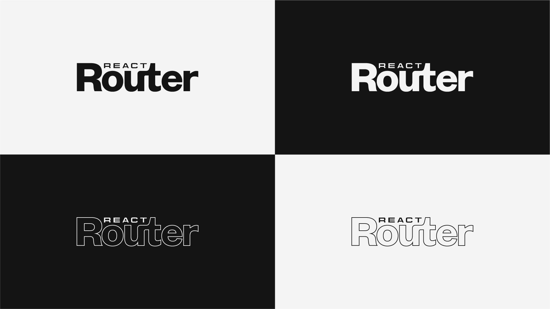 Stylistic variants for the React Router wordmark in black and white